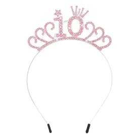 10th Birthday Decorations for Girl Happy Birthday Crown Birthday Girl Headband Princess Birthday Party Favors- Pink