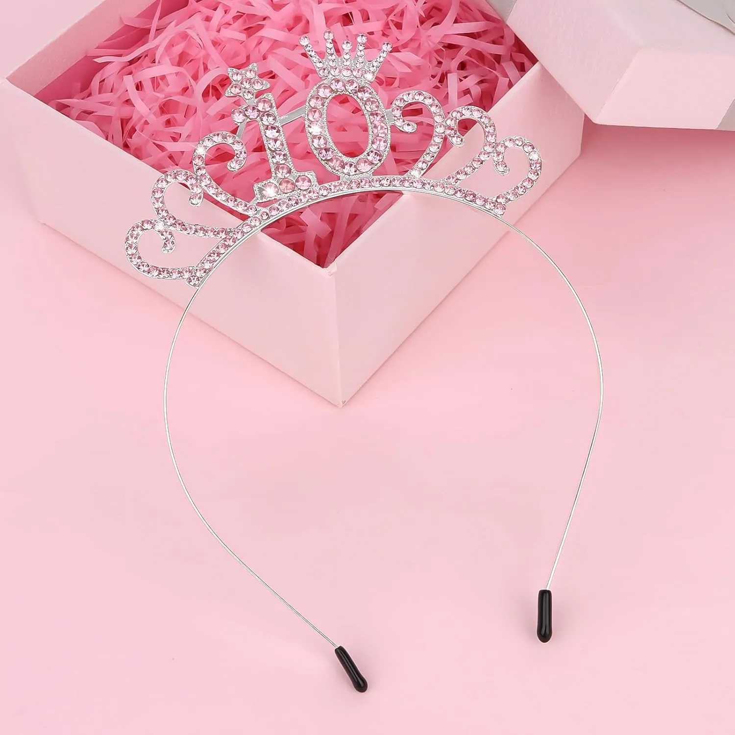 10th Birthday Decorations for Girl Happy Birthday Crown Birthday Girl Headband Princess Birthday Party Favors- Pink