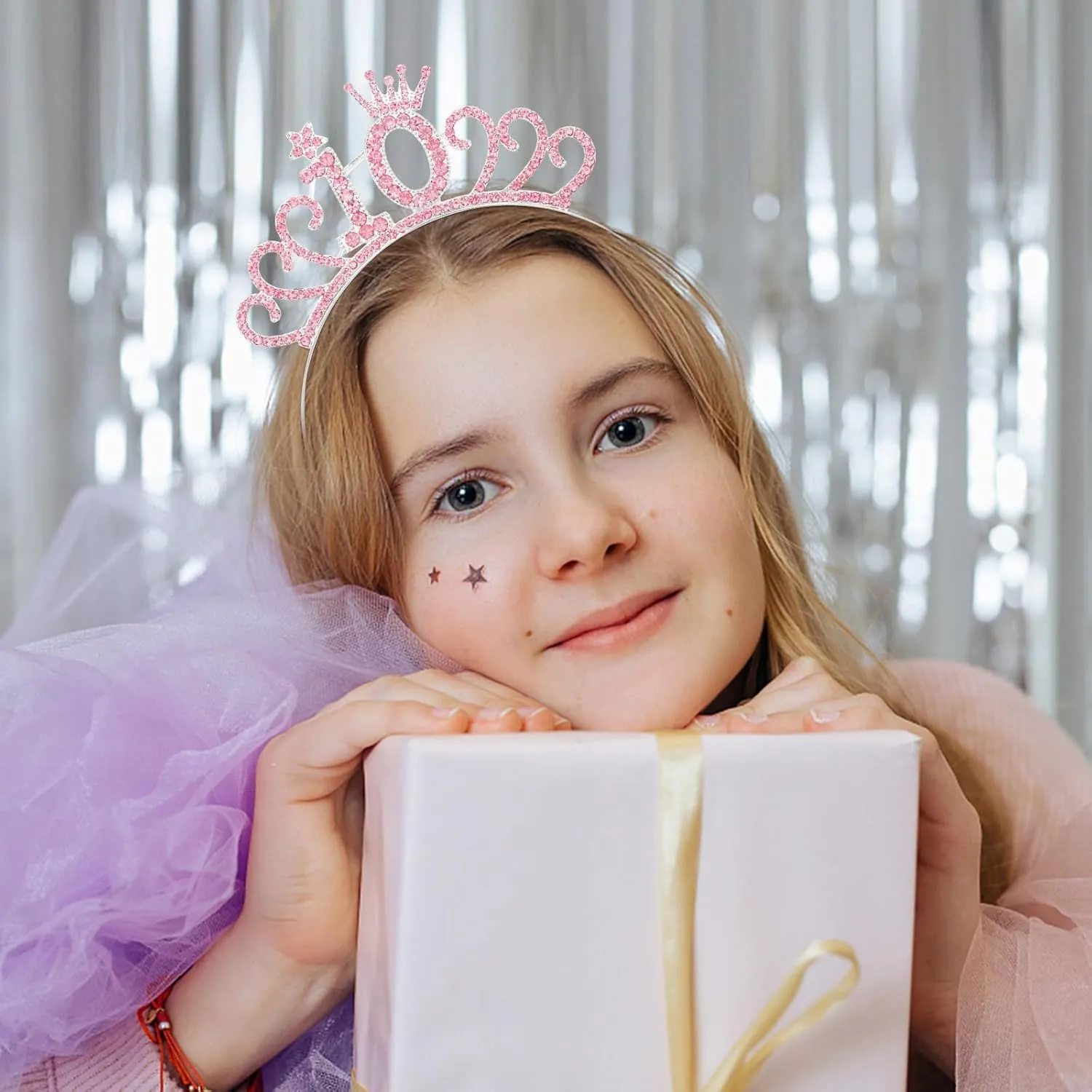 10th Birthday Decorations for Girl Happy Birthday Crown Birthday Girl Headband Princess Birthday Party Favors- Pink