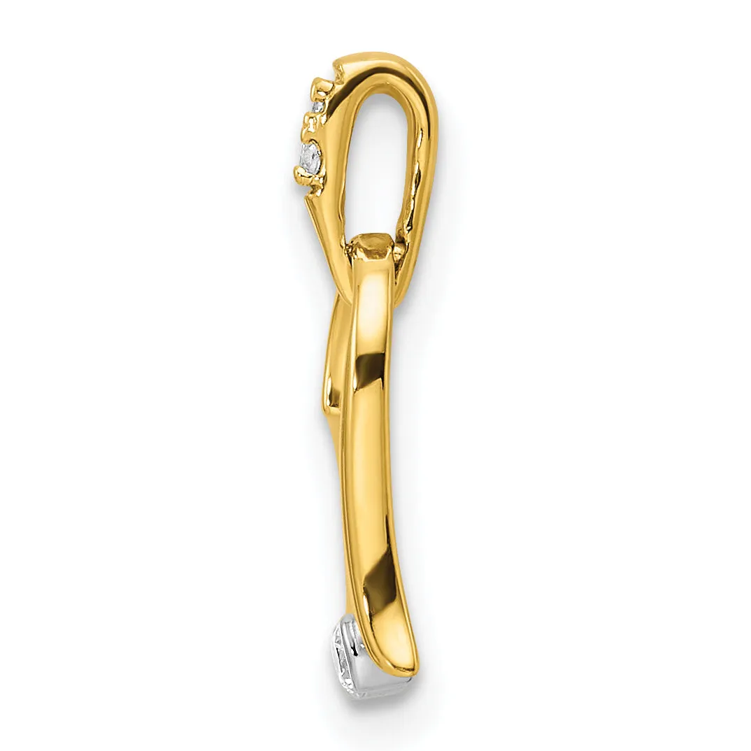 14k Two-tone Polished Heart Design Diamond Pendant