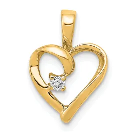 14k Yellow Gold l1 Clarity G-I Color .02ct. Diamond Heart Pendant