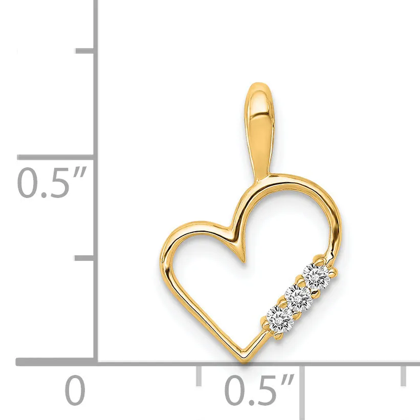 14k Yellow Gold l1 Clarity G-I Color 1/20ct. Diamond Heart Pendant
