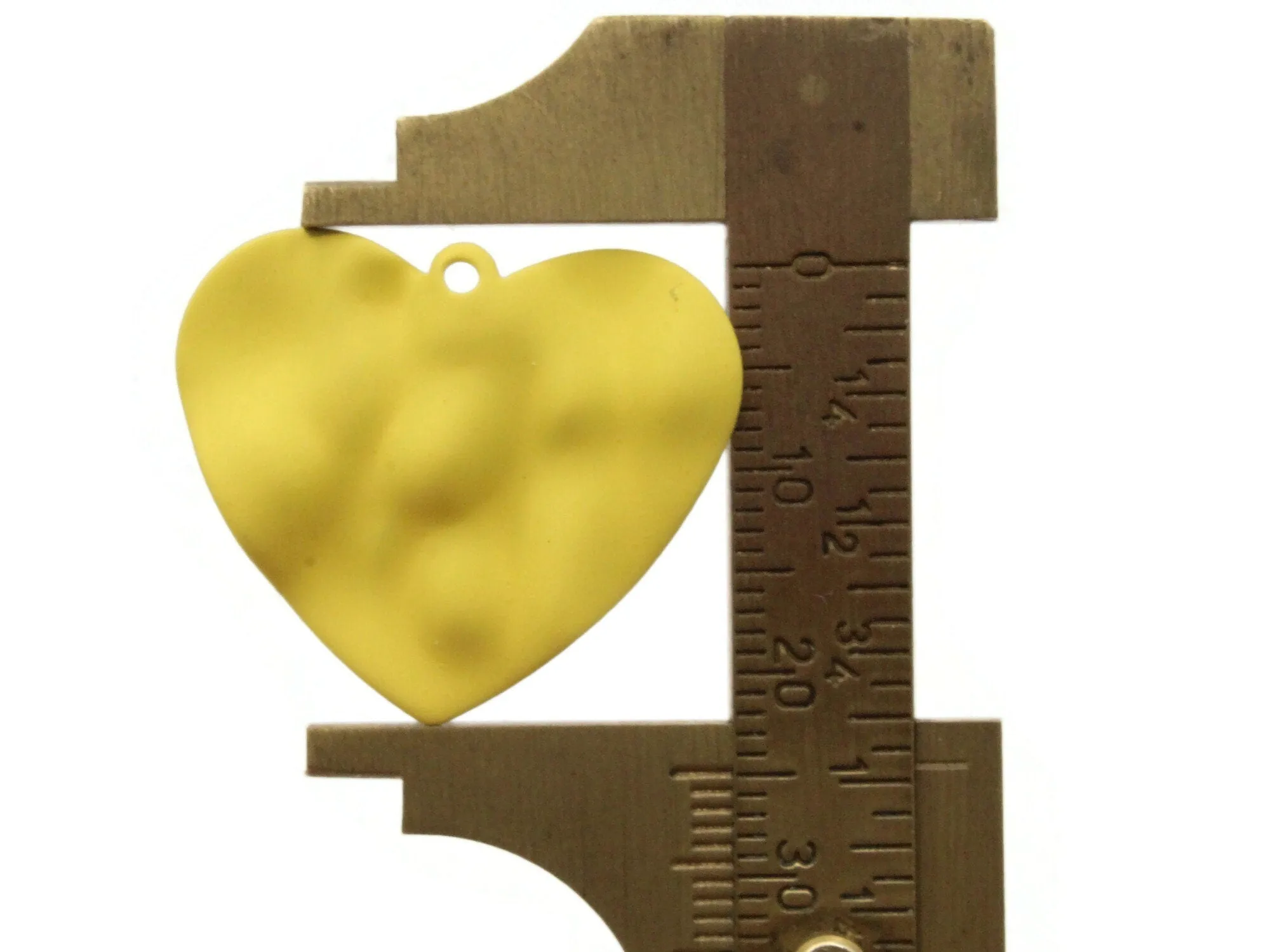 4 28mm Yellow Painted Iron Metal Heart Charms