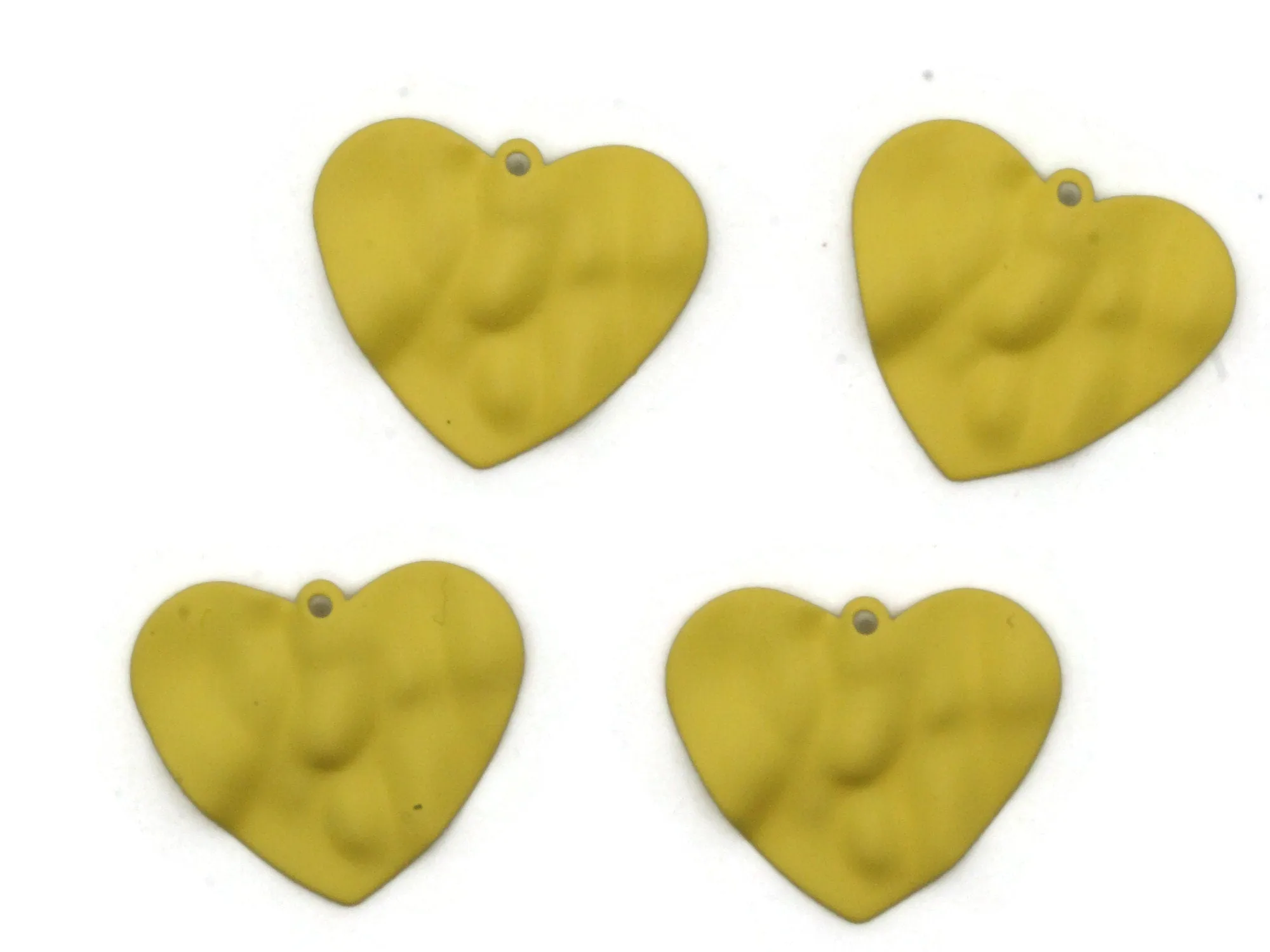 4 28mm Yellow Painted Iron Metal Heart Charms
