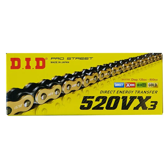 520VX3 x 120FB G&BX'Ring Solid Bush DID chain w/clip ^ (520VX3120G)