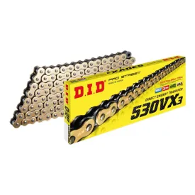 530VX3 x 122ZB X'Ring Gold solid bush DID chain w/rivet (530VX3122G)