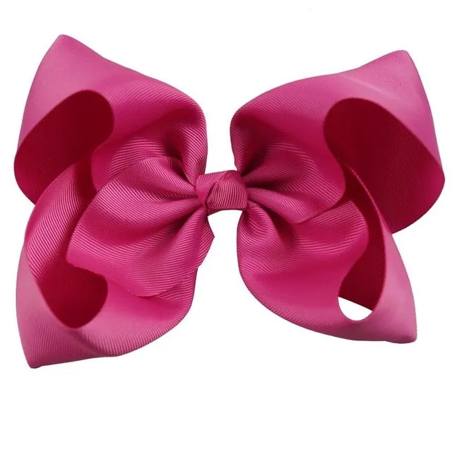 8" Handmade Solid Large Hair Bow For Girls Kids