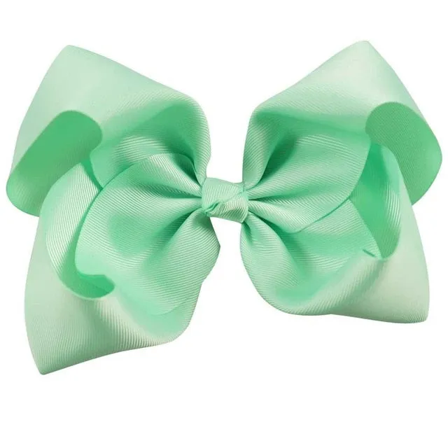 8" Handmade Solid Large Hair Bow For Girls Kids