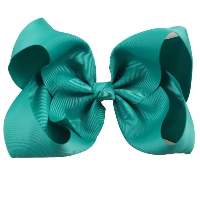 8" Handmade Solid Large Hair Bow For Girls Kids