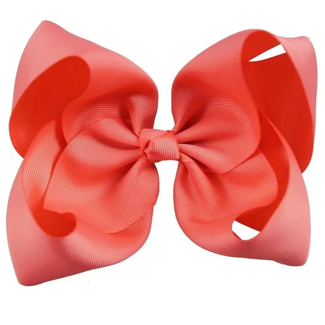 8" Handmade Solid Large Hair Bow For Girls Kids