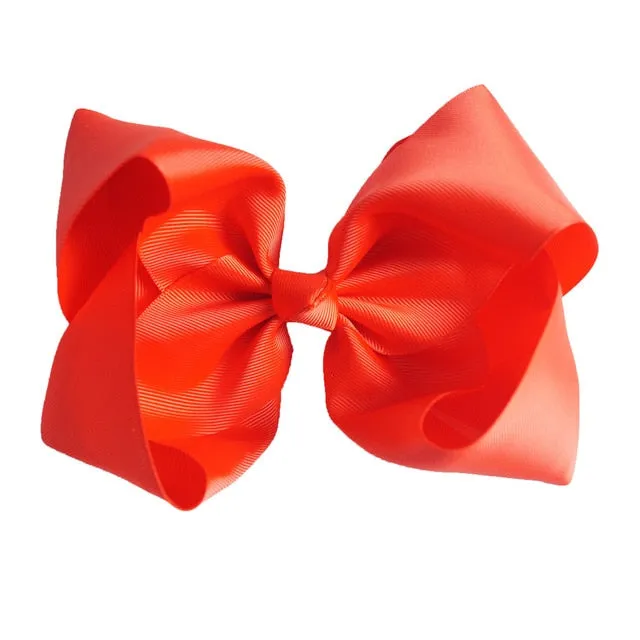 8" Handmade Solid Large Hair Bow For Girls Kids