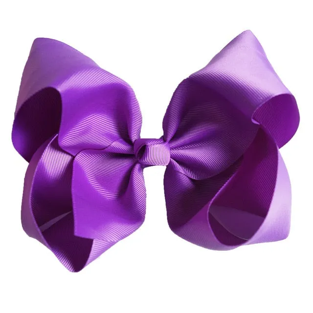 8" Handmade Solid Large Hair Bow For Girls Kids