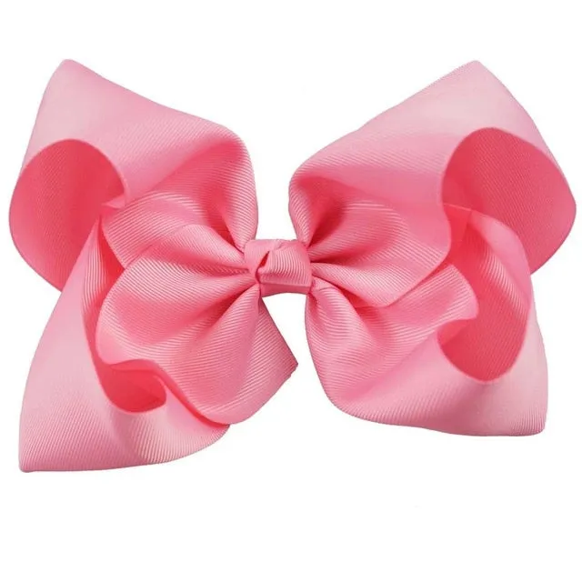 8" Handmade Solid Large Hair Bow For Girls Kids