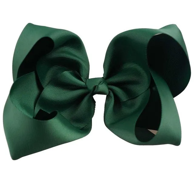 8" Handmade Solid Large Hair Bow For Girls Kids