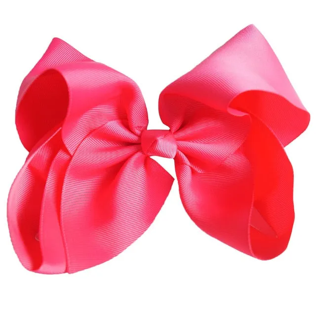 8" Handmade Solid Large Hair Bow For Girls Kids