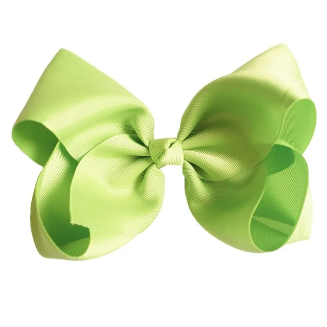 8" Handmade Solid Large Hair Bow For Girls Kids