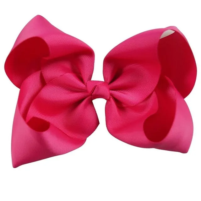 8" Handmade Solid Large Hair Bow For Girls Kids