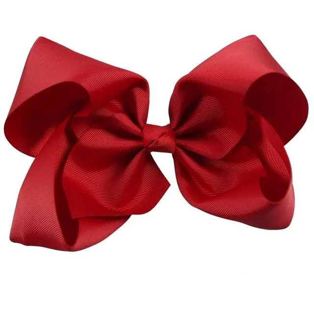 8" Handmade Solid Large Hair Bow For Girls Kids