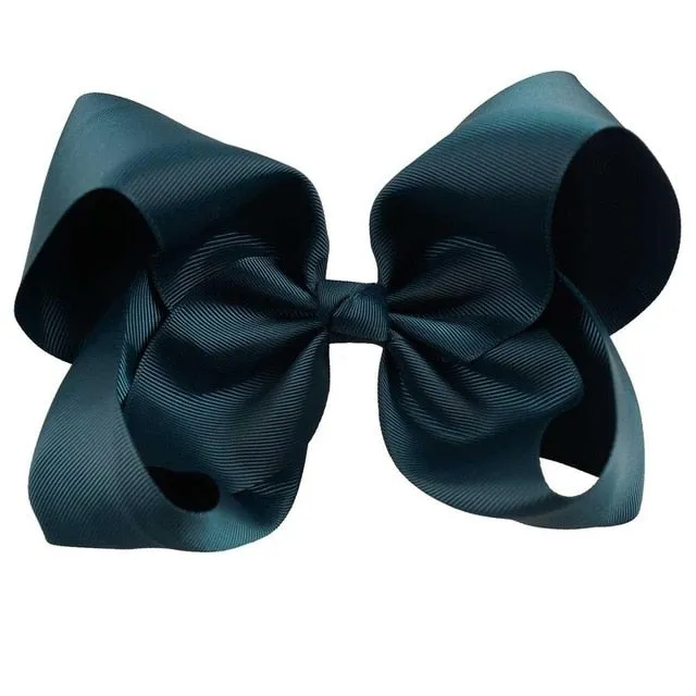 8" Handmade Solid Large Hair Bow For Girls Kids
