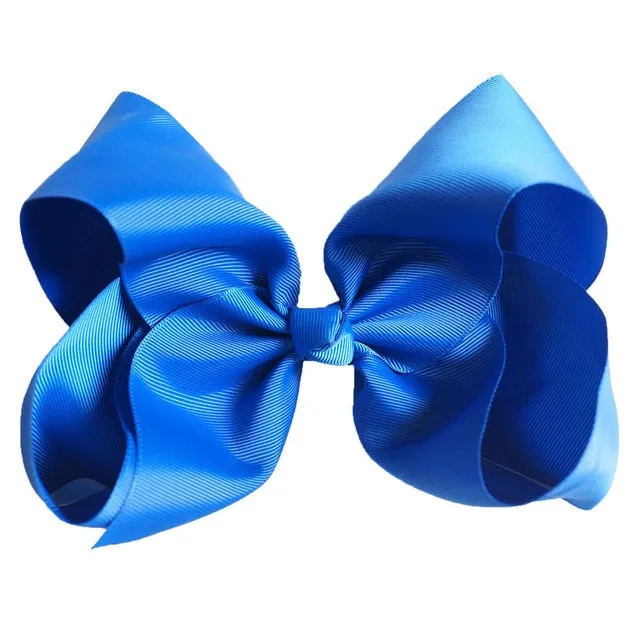 8" Handmade Solid Large Hair Bow For Girls Kids