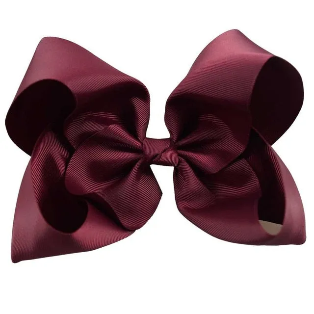 8" Handmade Solid Large Hair Bow For Girls Kids