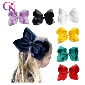 8" Handmade Solid Large Hair Bow For Girls Kids