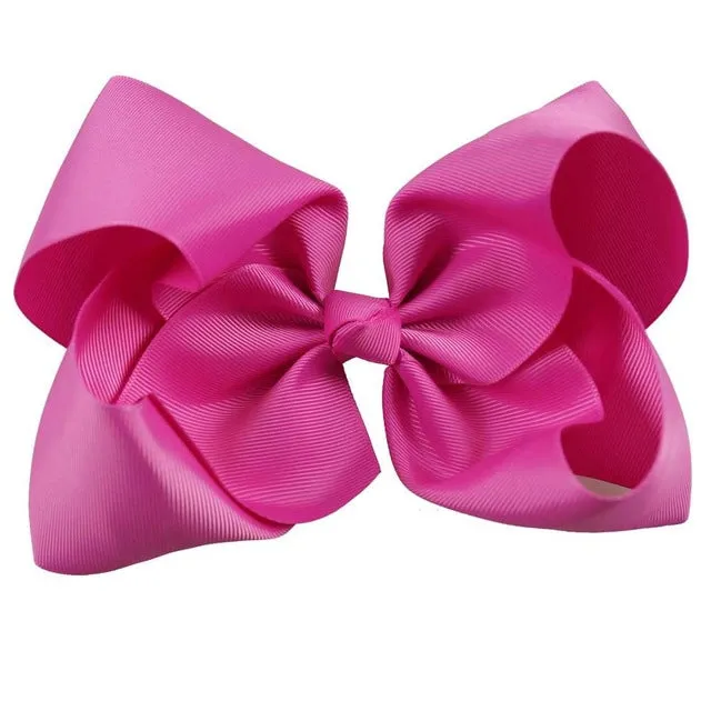 8" Handmade Solid Large Hair Bow For Girls Kids