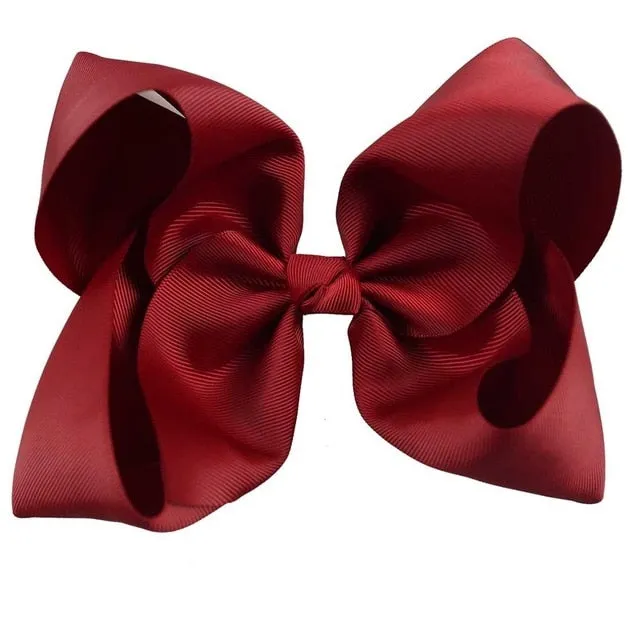 8" Handmade Solid Large Hair Bow For Girls Kids
