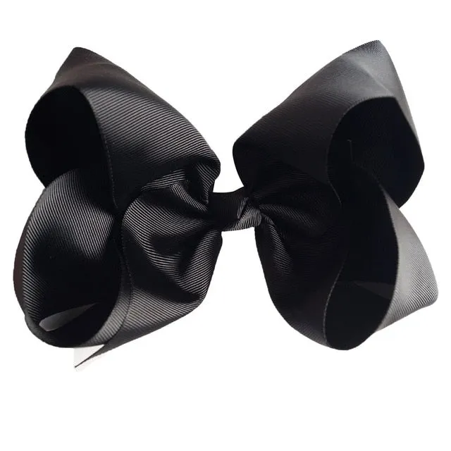 8" Handmade Solid Large Hair Bow For Girls Kids