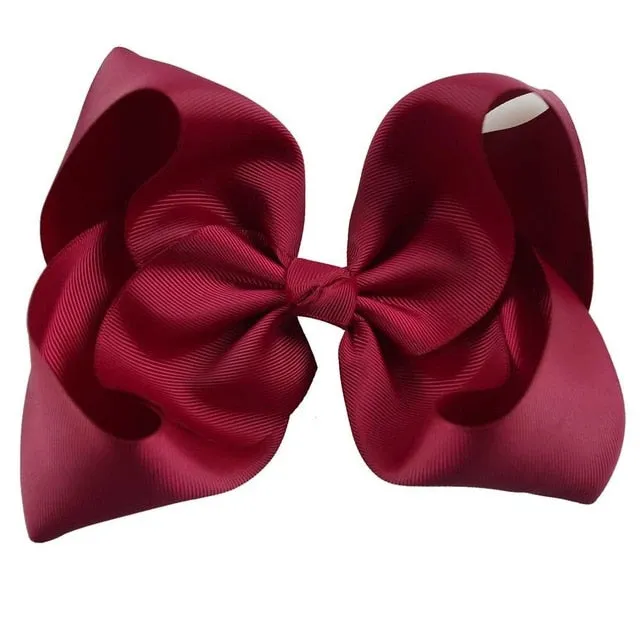 8" Handmade Solid Large Hair Bow For Girls Kids