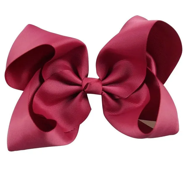 8" Handmade Solid Large Hair Bow For Girls Kids