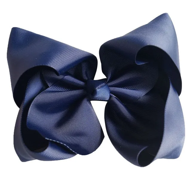 8" Handmade Solid Large Hair Bow For Girls Kids