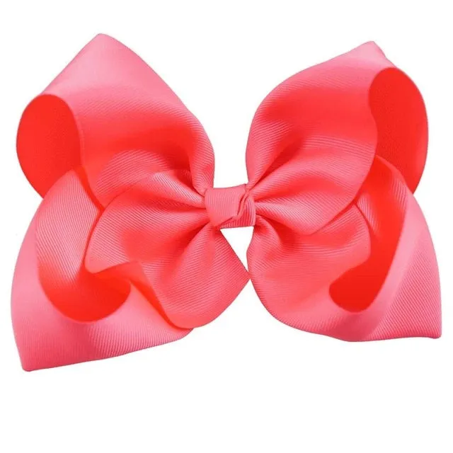8" Handmade Solid Large Hair Bow For Girls Kids