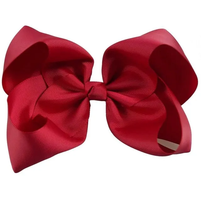 8" Handmade Solid Large Hair Bow For Girls Kids