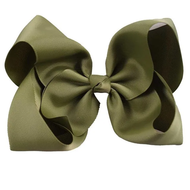 8" Handmade Solid Large Hair Bow For Girls Kids