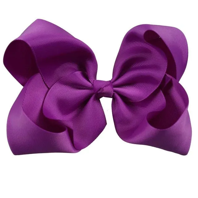 8" Handmade Solid Large Hair Bow For Girls Kids