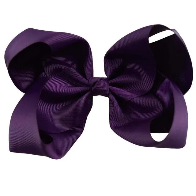 8" Handmade Solid Large Hair Bow For Girls Kids
