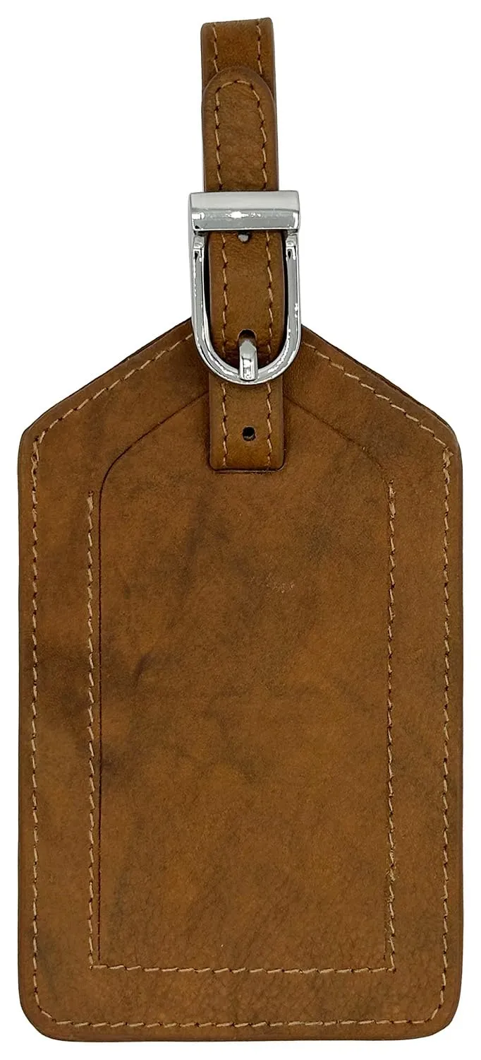 Antique Saddle Genuine Top Grain Leather Luggage Tag
