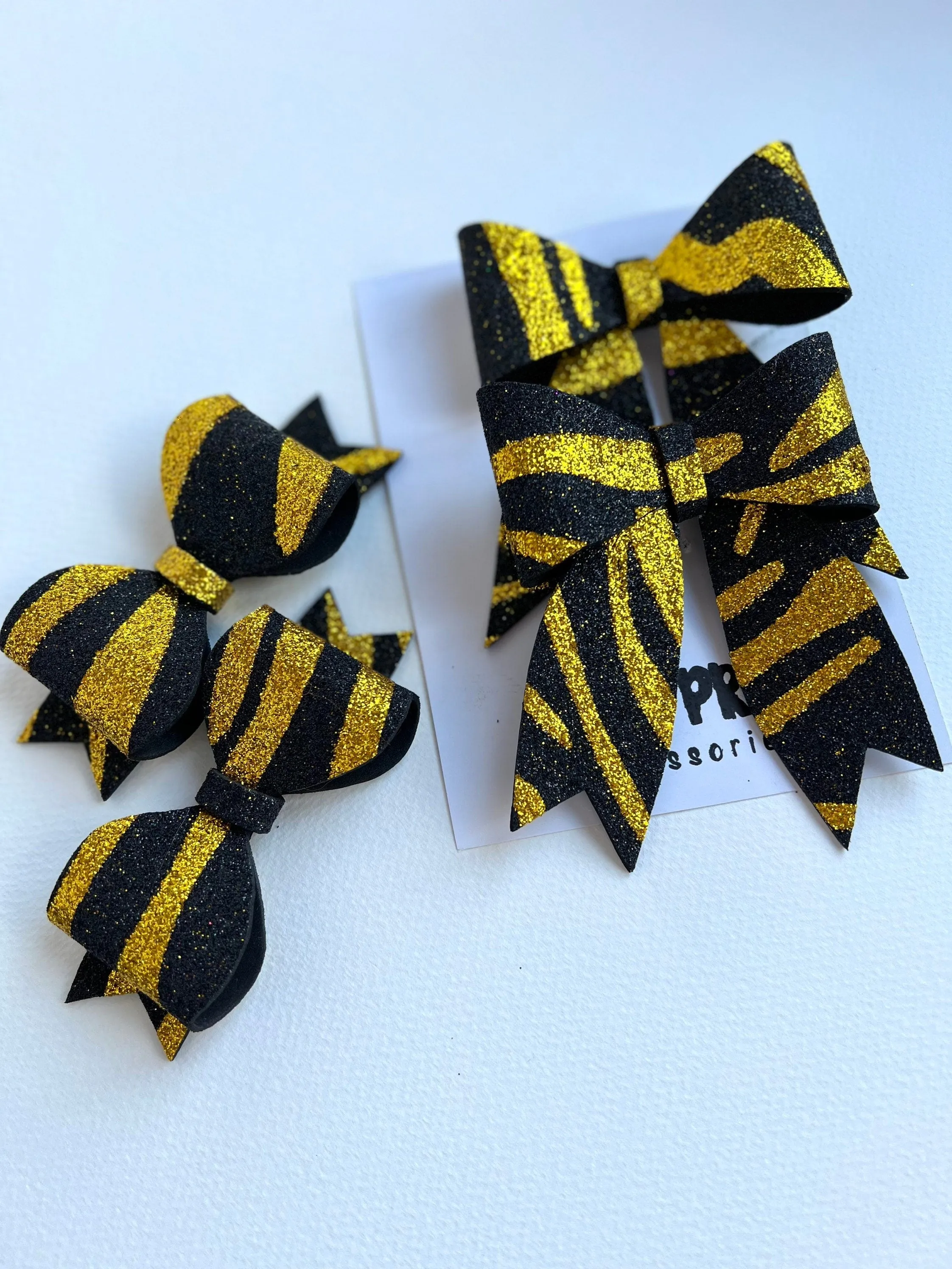 Black and Gold Glitter Mini Pigtail Bow Set Pinwheel Baby Bow Hello 5th Grade Accessories Halloween Party Baby Black Glitter Bows