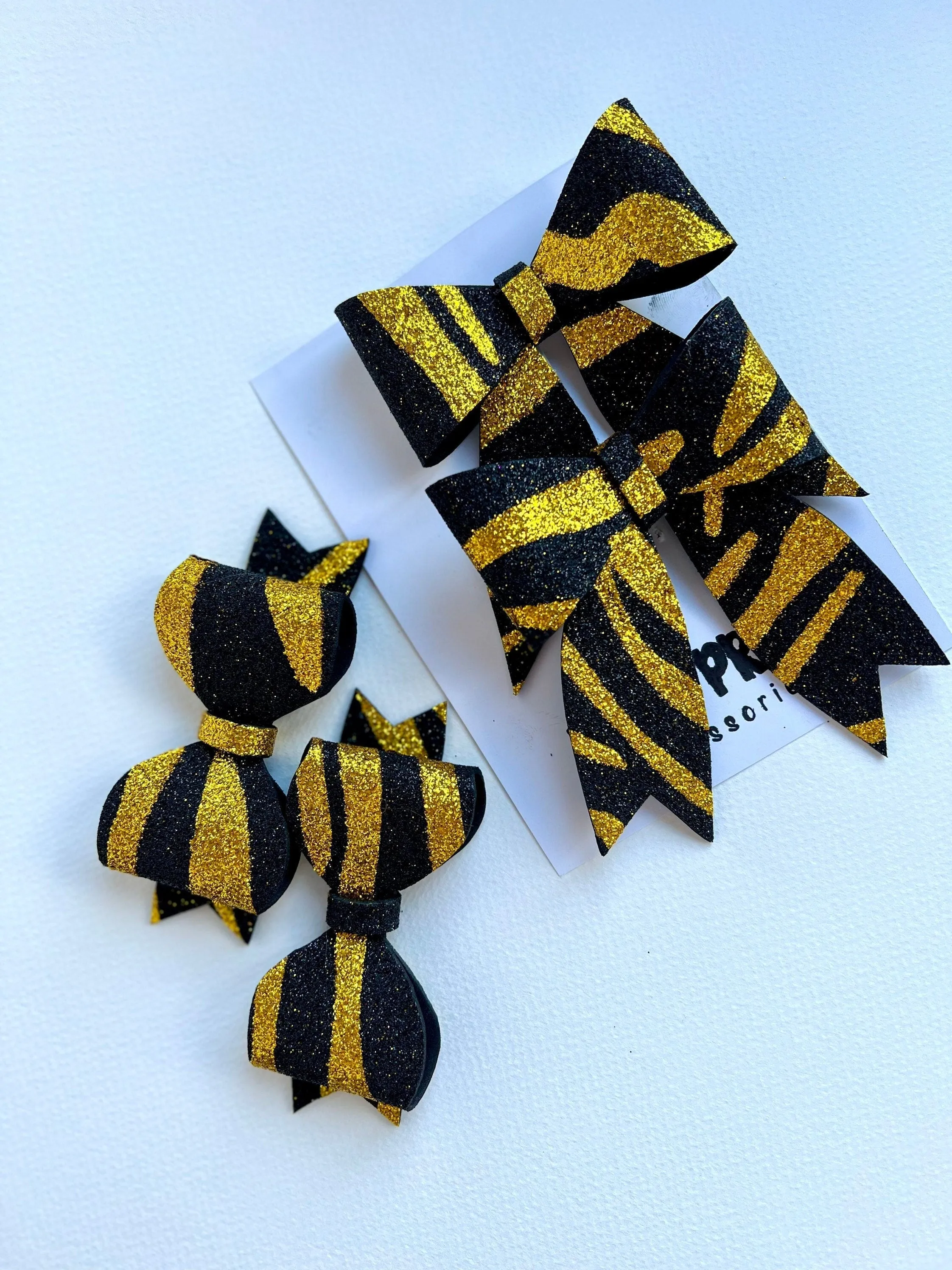 Black and Gold Glitter Mini Pigtail Bow Set Pinwheel Baby Bow Hello 5th Grade Accessories Halloween Party Baby Black Glitter Bows