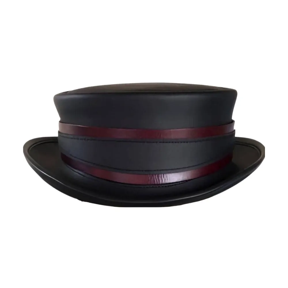 Black Strap Leather Top Hat