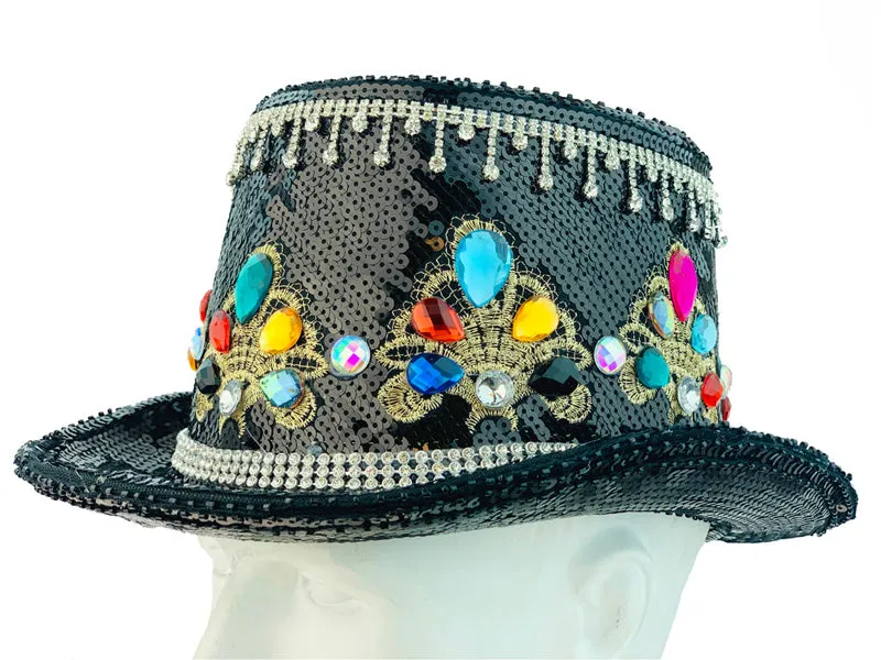 Burning man Hat top shy blue sequin hat