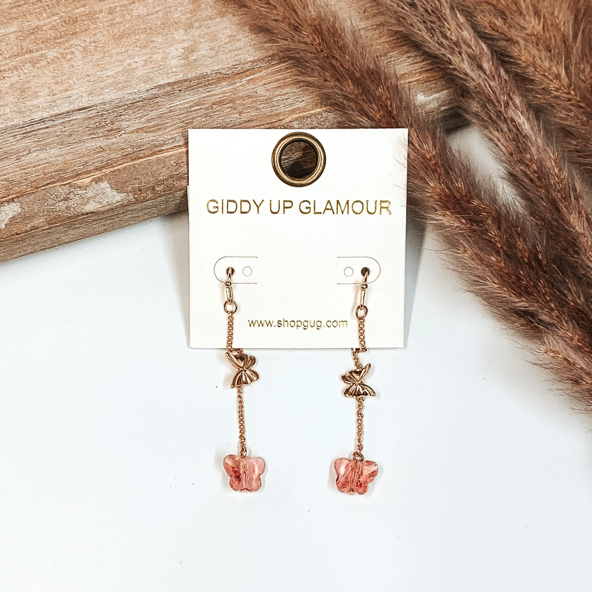 Butterfly Fly Away Earrings in Pink