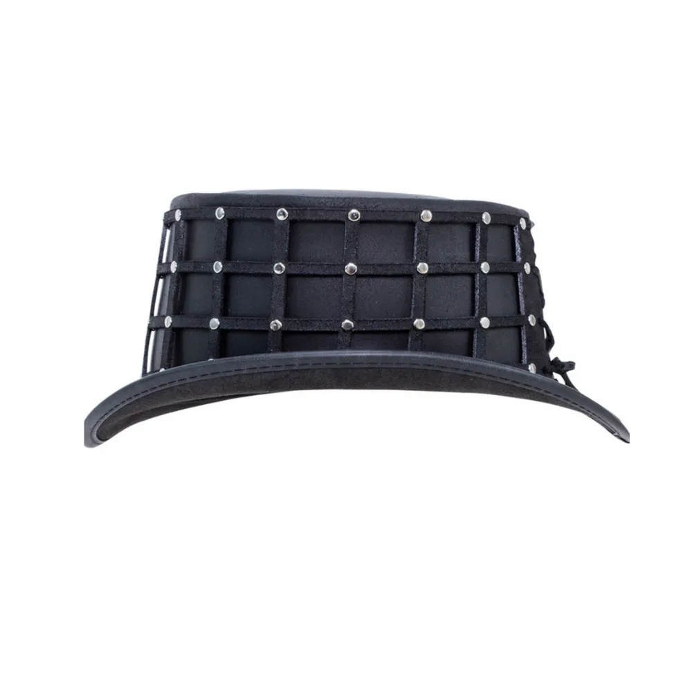 Cage Style Leather Top Hat