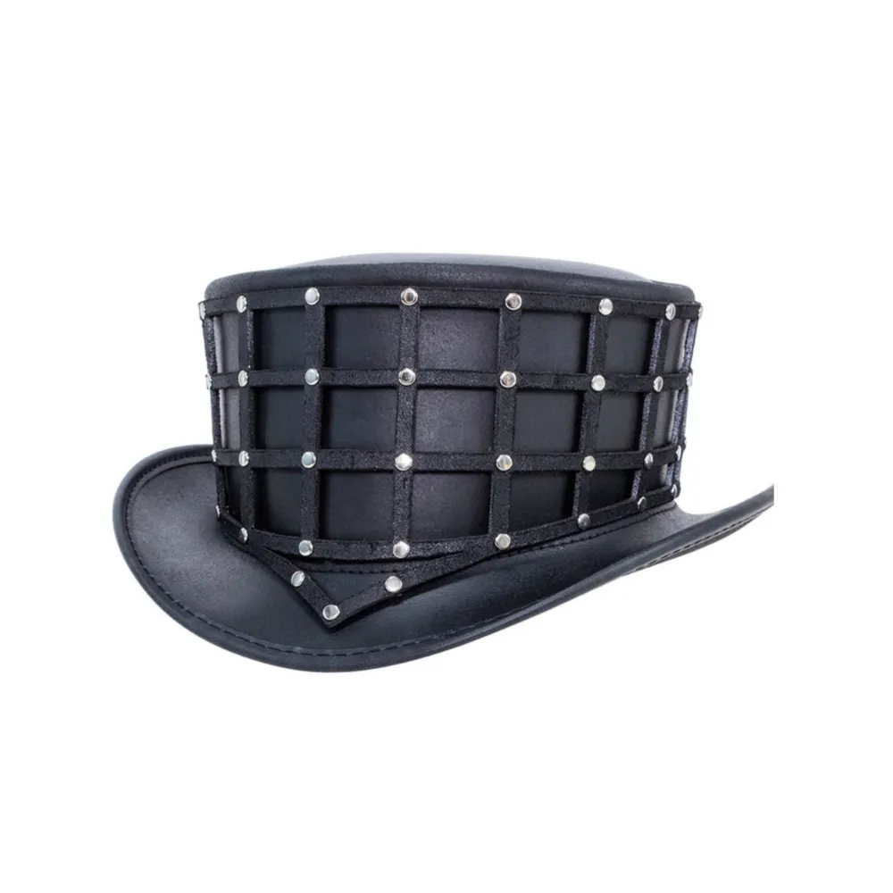Cage Style Leather Top Hat