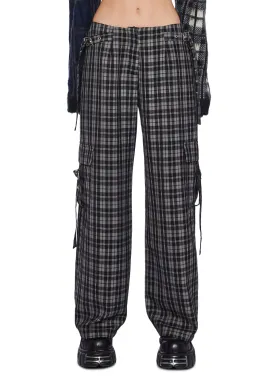 Checkered Wide Leg Trouser Pants