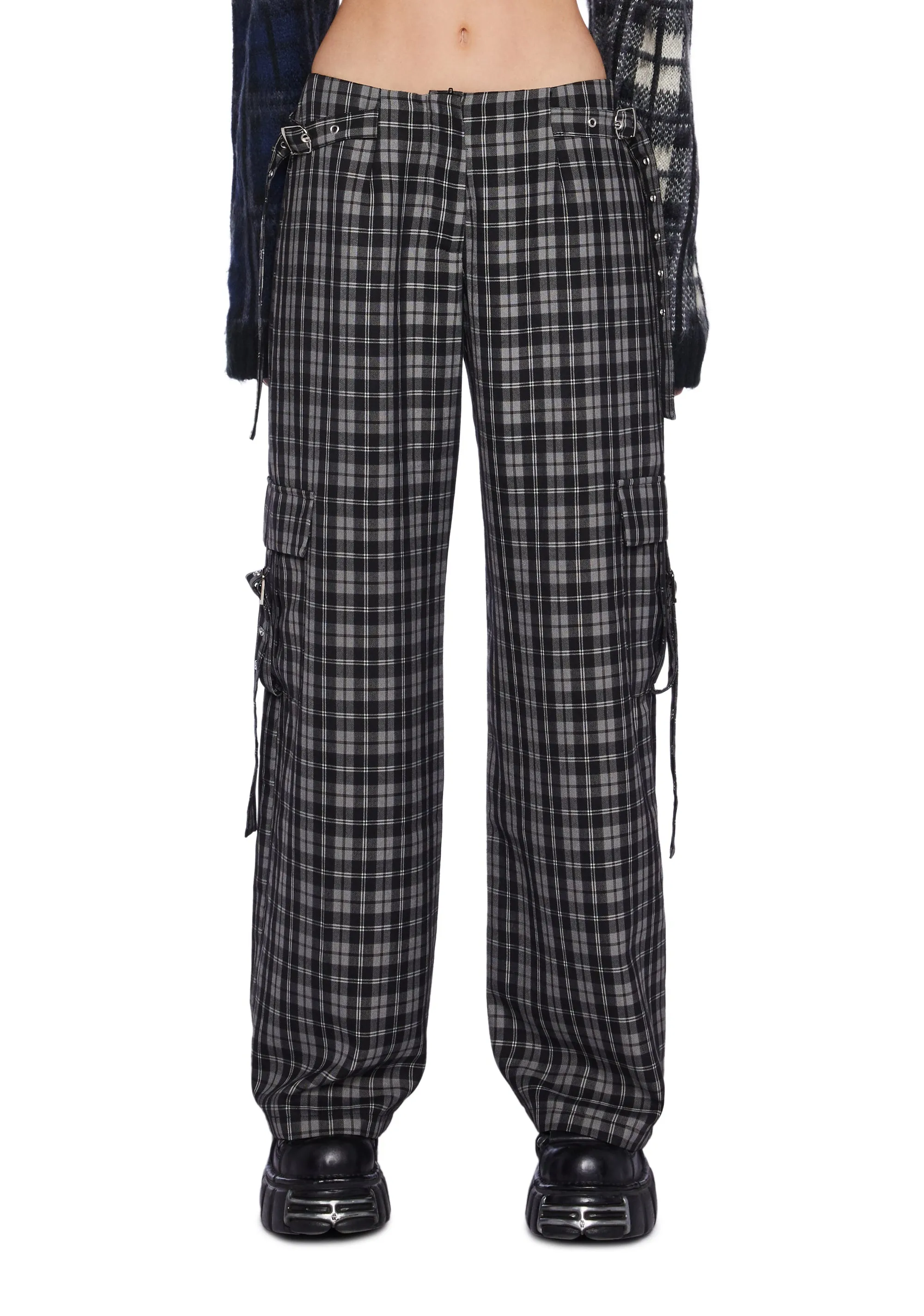 Checkered Wide Leg Trouser Pants