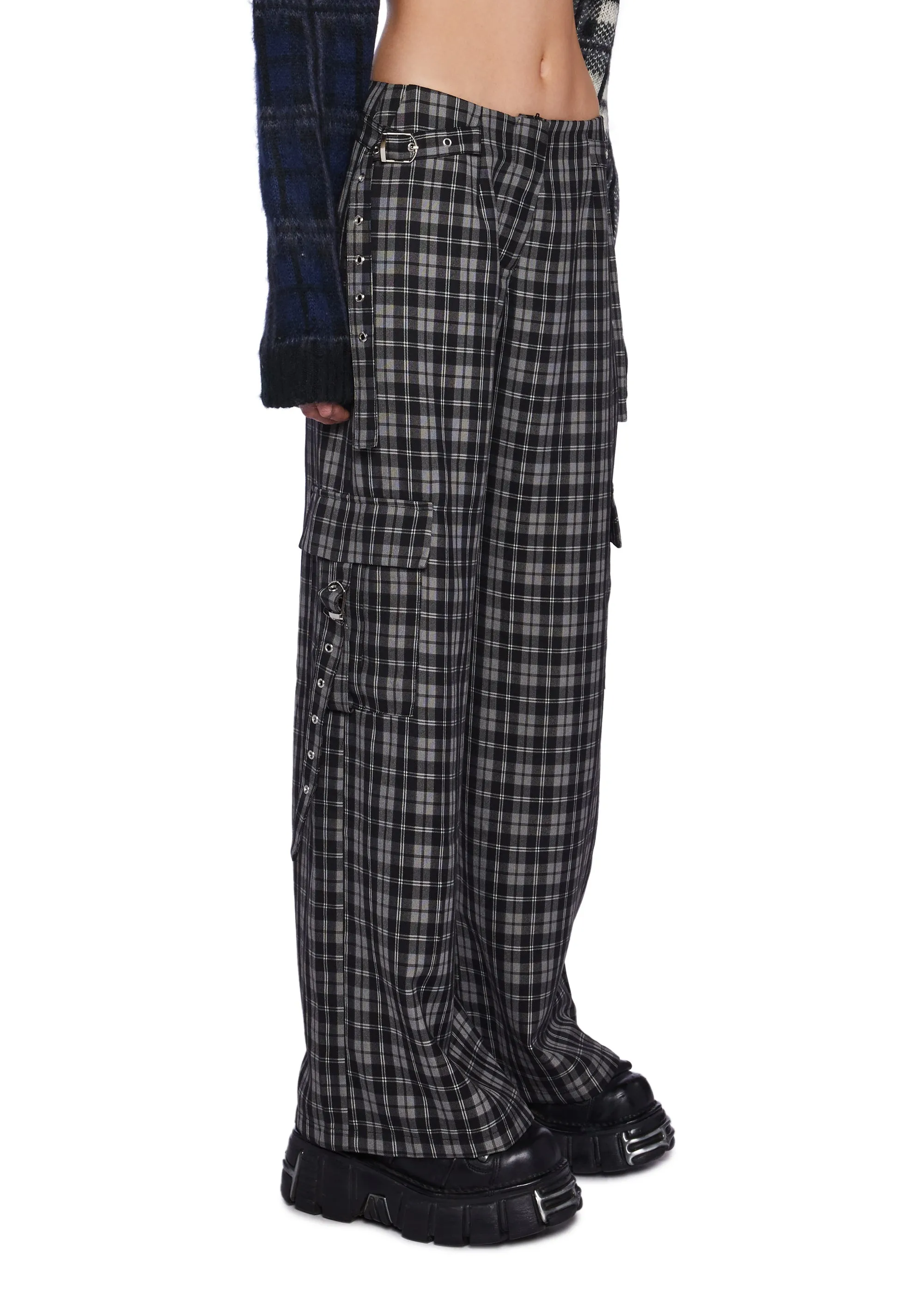 Checkered Wide Leg Trouser Pants