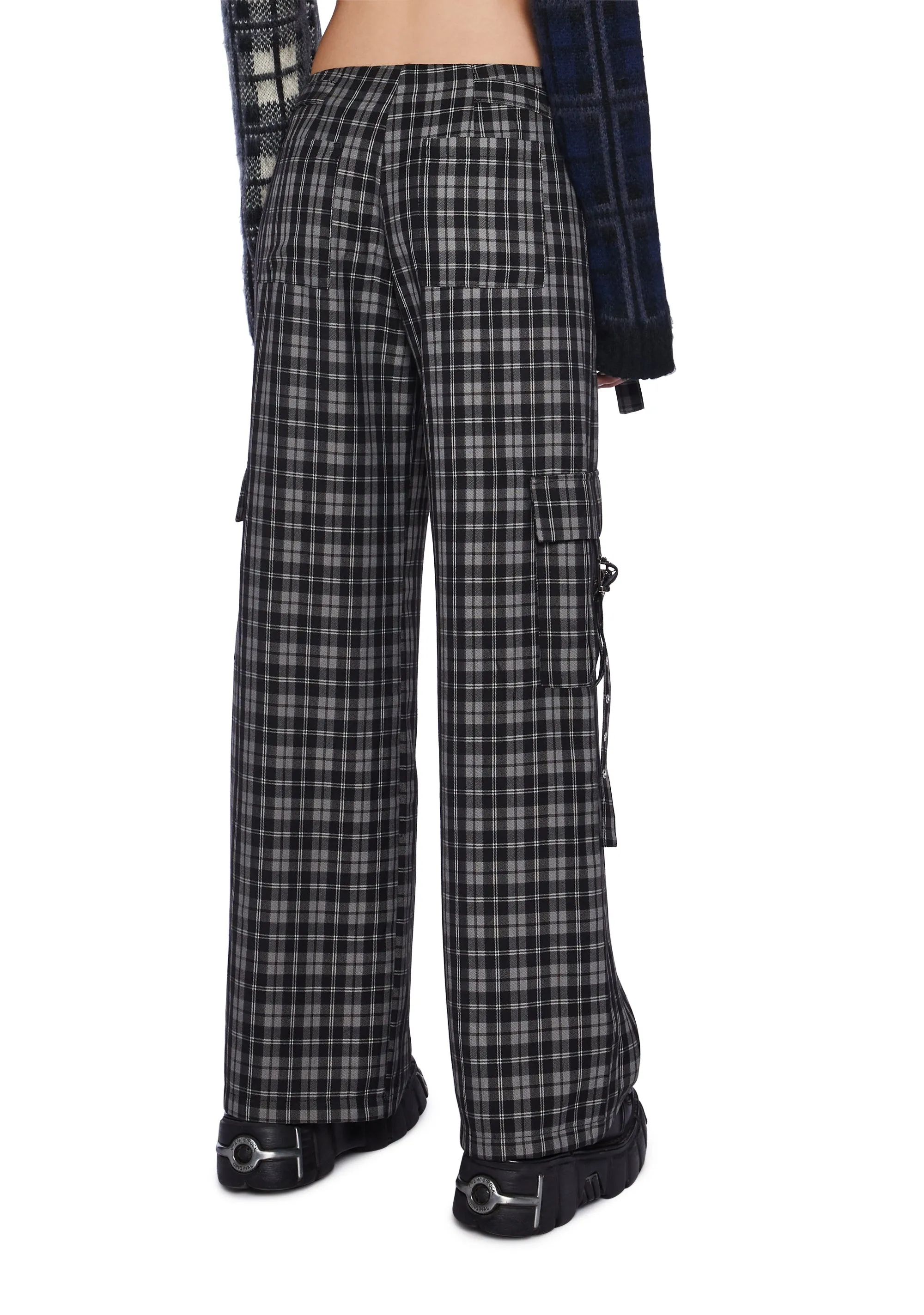 Checkered Wide Leg Trouser Pants