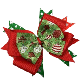 Christmas Hair Accessories - Stacked Layered Bow Baubles